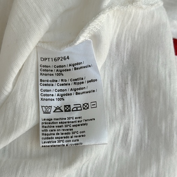 Gerard Darel white t-shirt with red embroidered heart WS - Picture 6 of 7